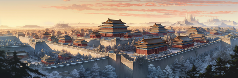 红色渐变大气国潮风插画冬季的故宫城市城池围墙建筑,插画/手绘图,插画/手绘图库,插画/手绘图下载,插画/手绘
